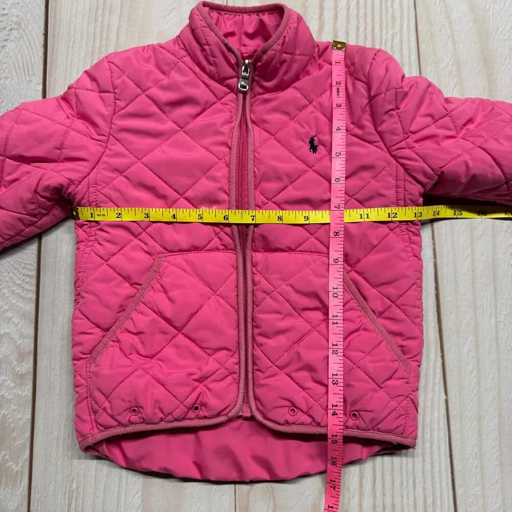 Polo Ralph Lauren Girls Toddler 4/4T Quilted Full Zip Jacket Pink